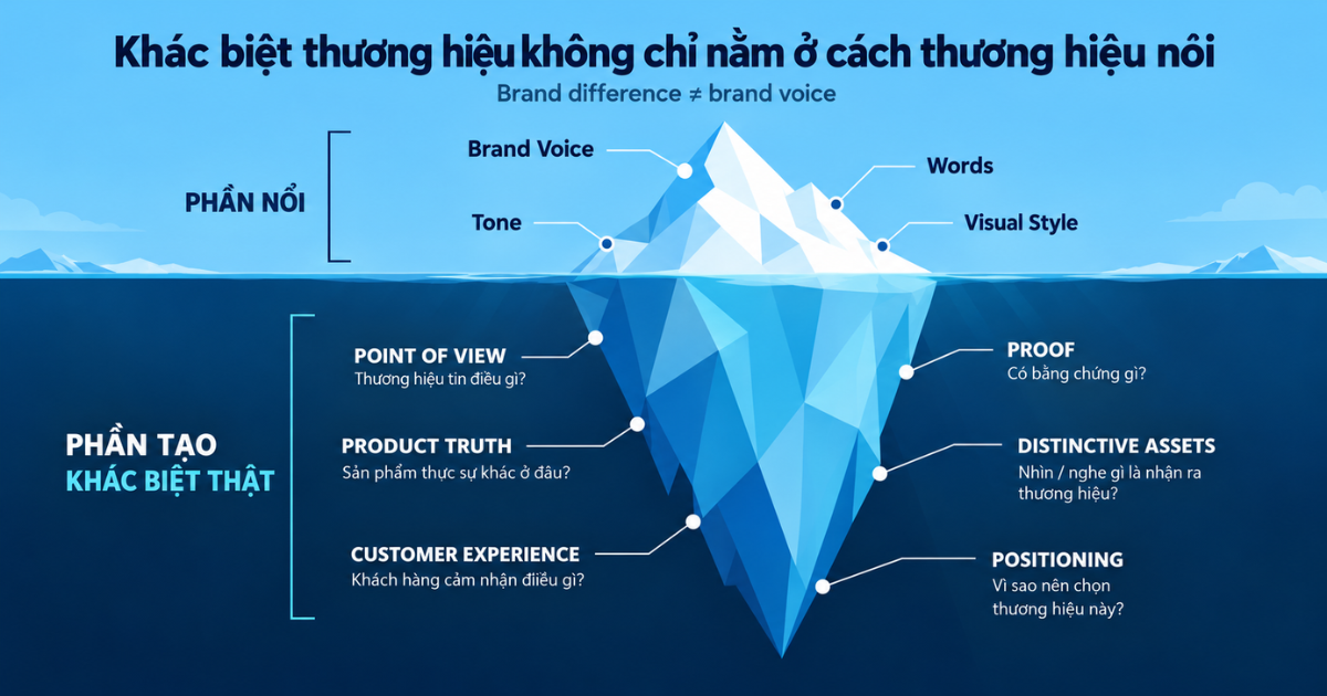 Brand voice và brand differentiation tạo khác biệt cho thương hiệu