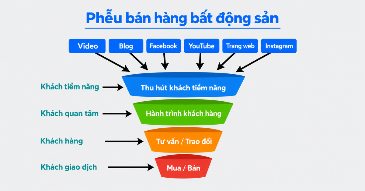 Các kênh marketing bất động sản dẫn khách từ giai đoạn thu hút đến giao dịch