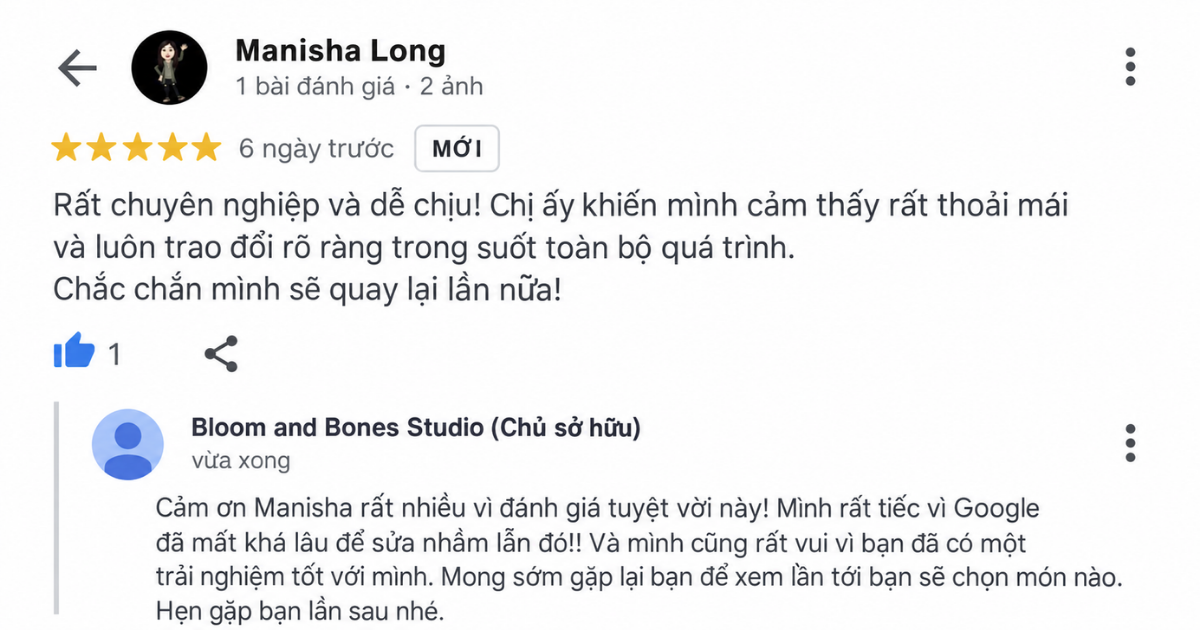 Mẫu trả lời review 5 sao cá nhân hóa theo trải nghiệm khách hàng