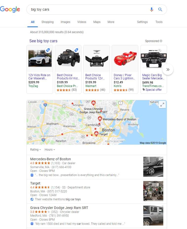 Big toy car search