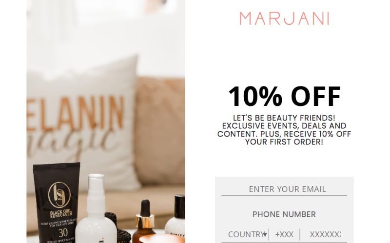 Cách khuyến khích khách hàng cung cấp thông tin của Marjani.