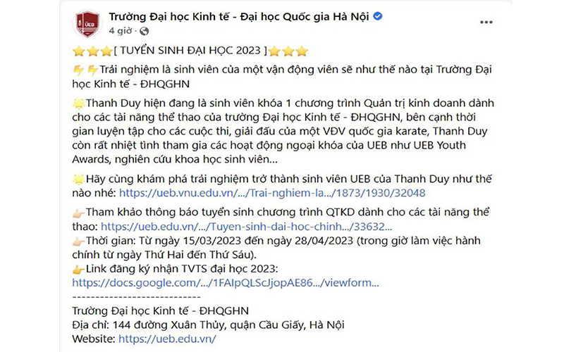 Mẫu quảng cáo tuyển sinh trường đại học.