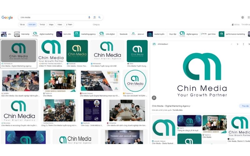 Khi search Chin Media trên google, bạn sẽ thấy được logo của thương hiệu bên mục ảnh